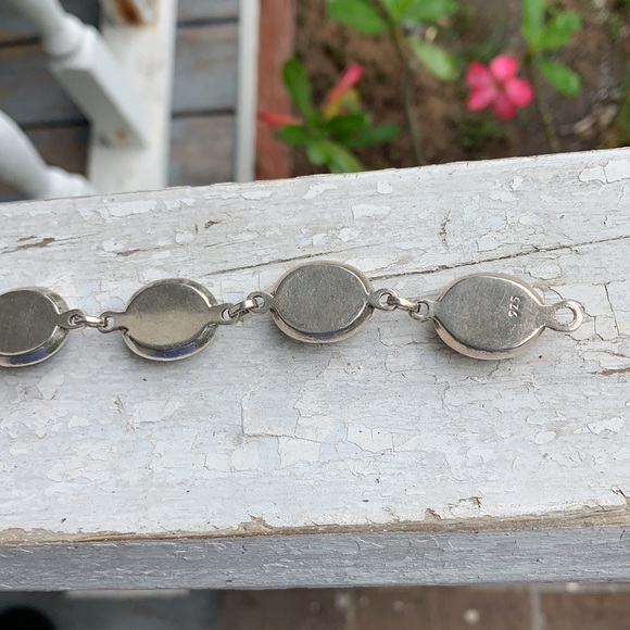 Vintage Heavy Sterling Silver Black Onyx Bracelet - Picture 13 of 17
